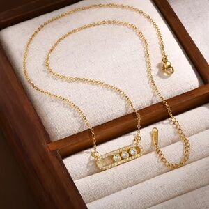 Gold Square Bar Link Necklace